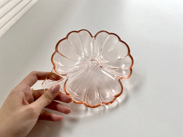 Vintage Jeanette Glass Pink Clover Dish