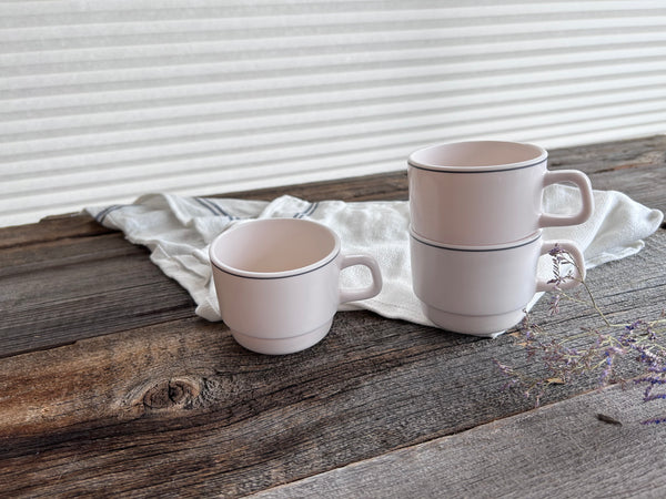 Set of 2 Vintage Arc France Grey Band Stackable Mug