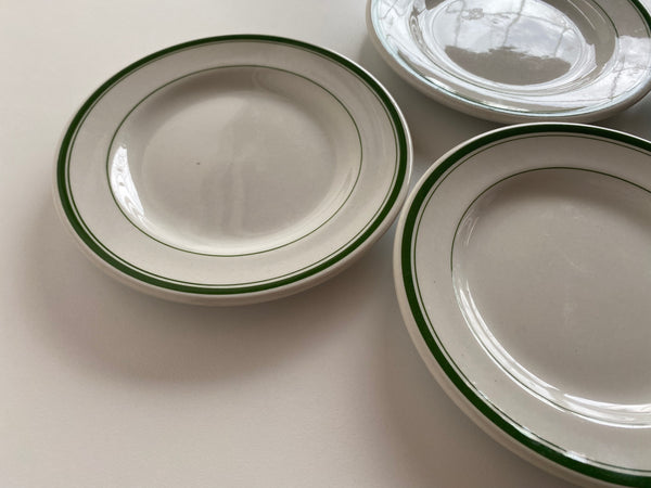 Individual  Burslem England Green Rim Bread and Butter Plates