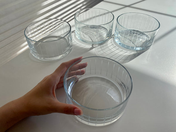 Vintage Set of 4 Small Salad Bowls - Mouth Blown Glass