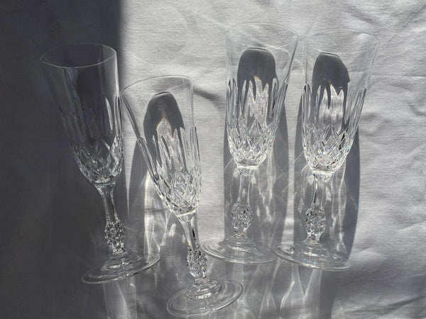 Set of 4 Vintage Crystal Champagne Glasses