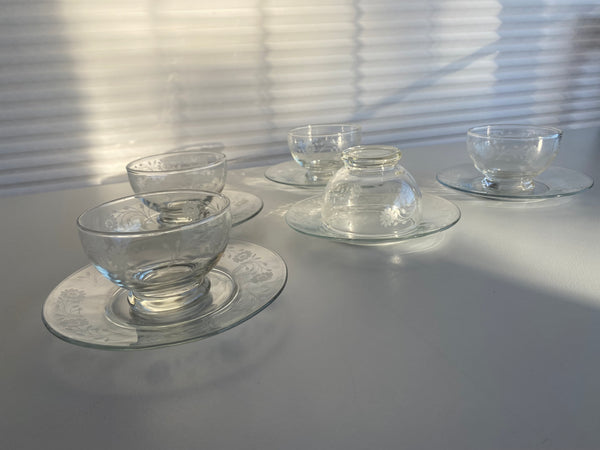 Individual Vintage Dominion Glass Dessert Cup & Saucer (2-Piece)