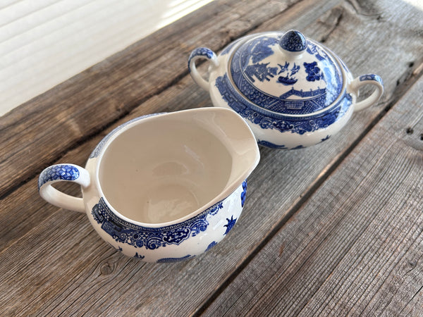 Johnson Brothers Willow Sugar and Creamer