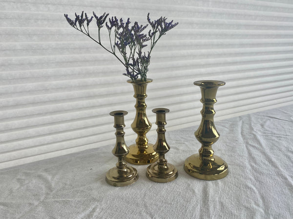 Set of 2 Vintage Brass Candlestick Holders