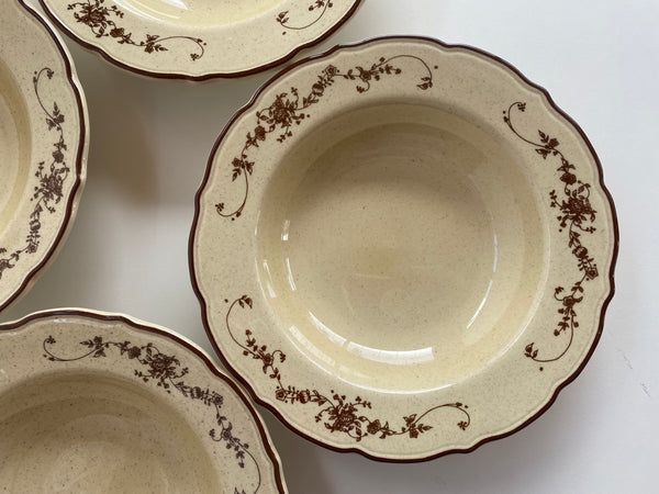 Individual Vintage Syracuse China Brown Rimmed Pasta Bowl