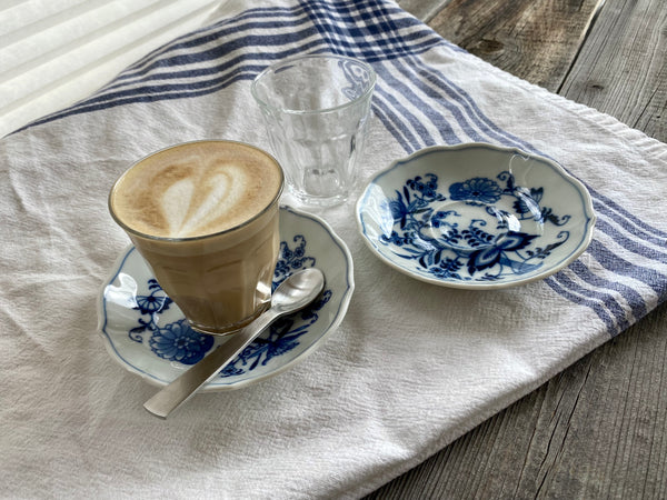 2-Piece Brand New Glass Tumbler + Vintage Blue Danube Saucer