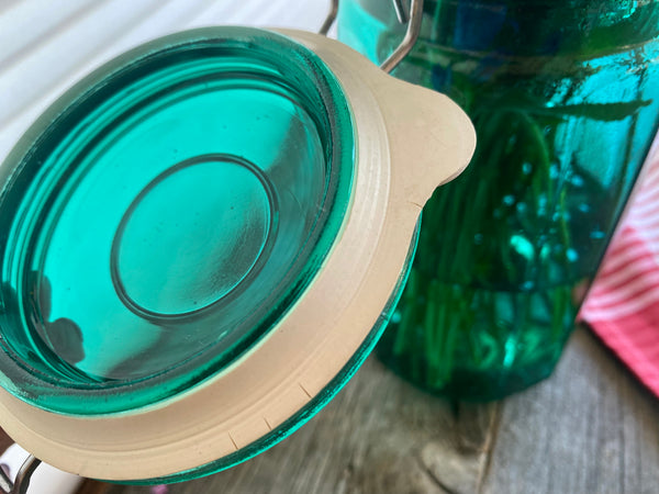 Set of 2 Vintage Green Jars