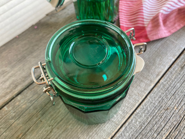 Set of 2 Vintage Green Jars