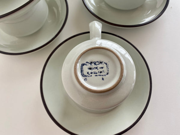 Vintage Individual Denby Brown Rimmed Teacup and Saucer