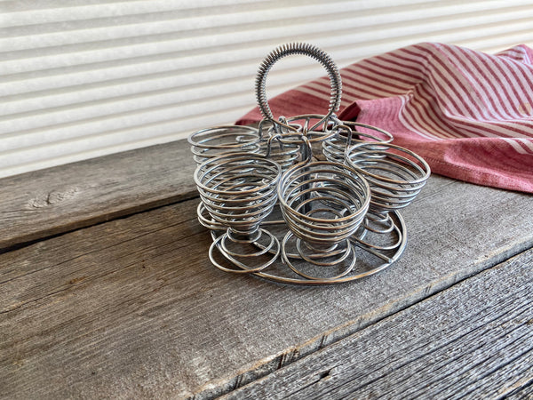 Vintage Wire Egg Rack and Holders