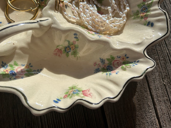 Vintage Floral Divided Relish Dish