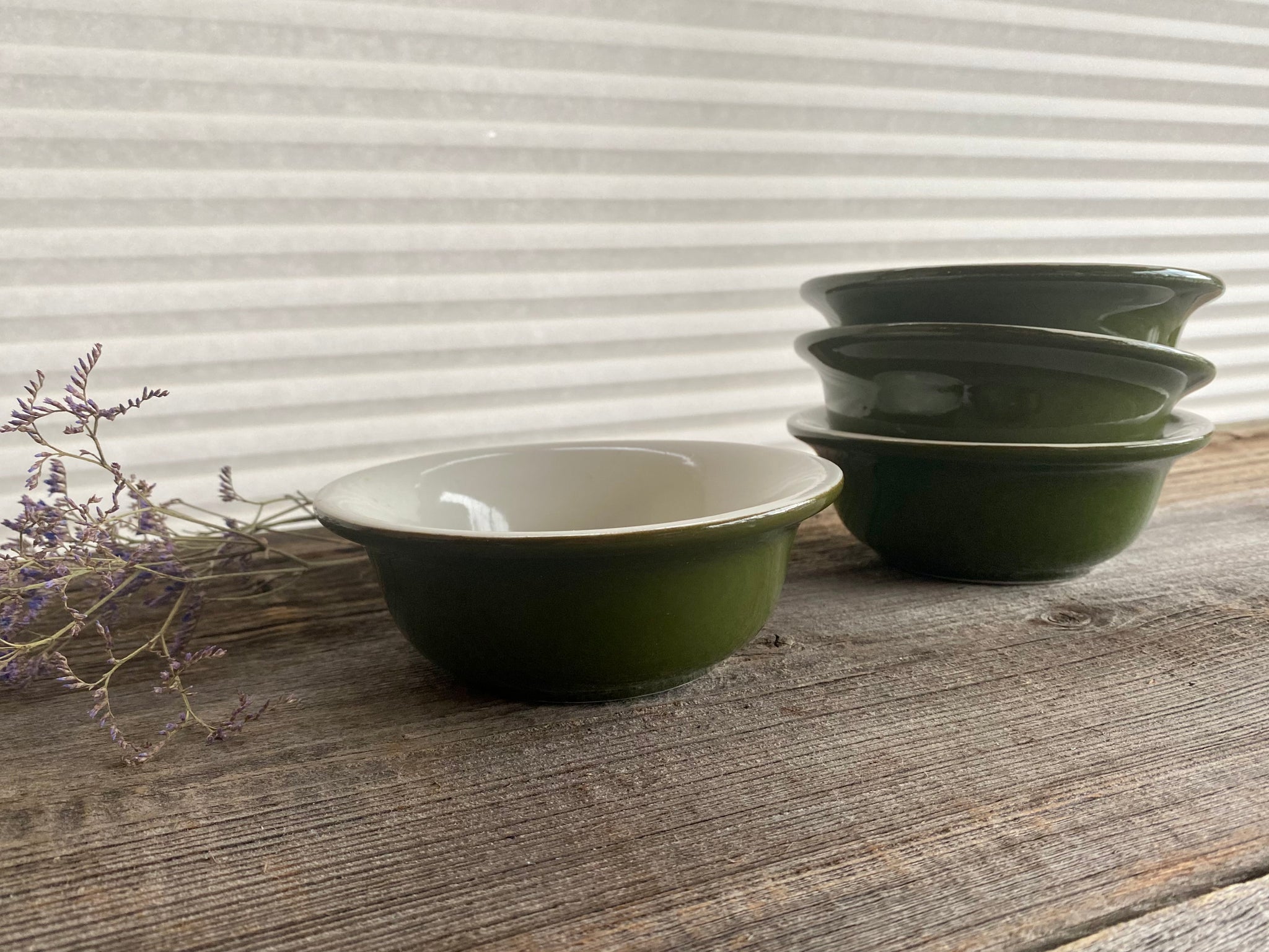 Individual Vintage Hall Pottery Olive Green Bowl