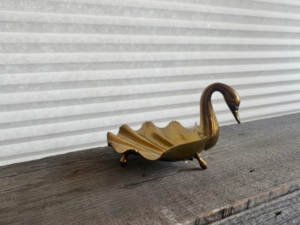 Vintage Brass Swan Dish