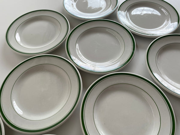 Individual  Burslem England Green Rim Bread and Butter Plates