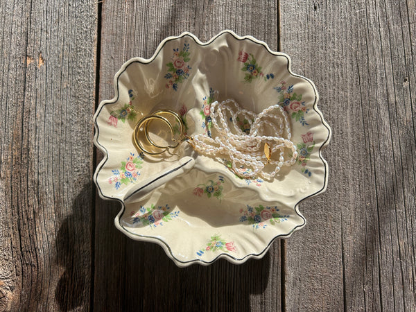 Vintage Floral Divided Relish Dish