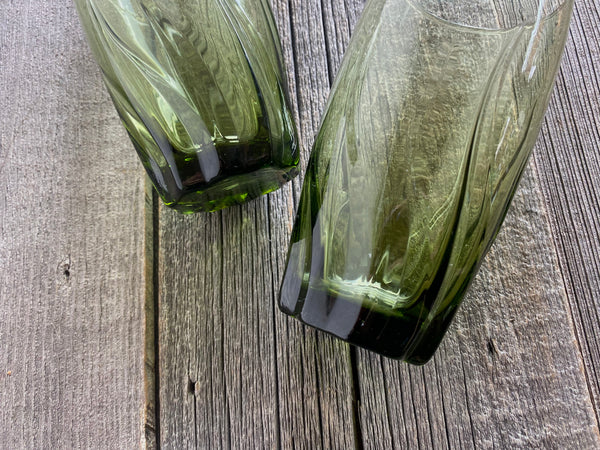 Set of 2 Vintage Anchor Hocking Green Central Park Drinking Glasses