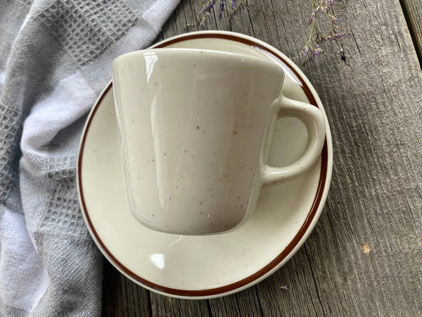 Tuxton China Bahamas Brown Speckled Teacup and Saucer