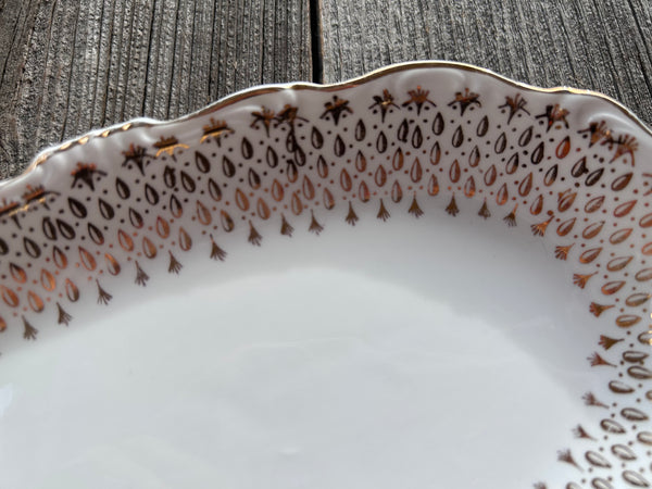 Vintage Queen Anne Gold Trim Relish Dish