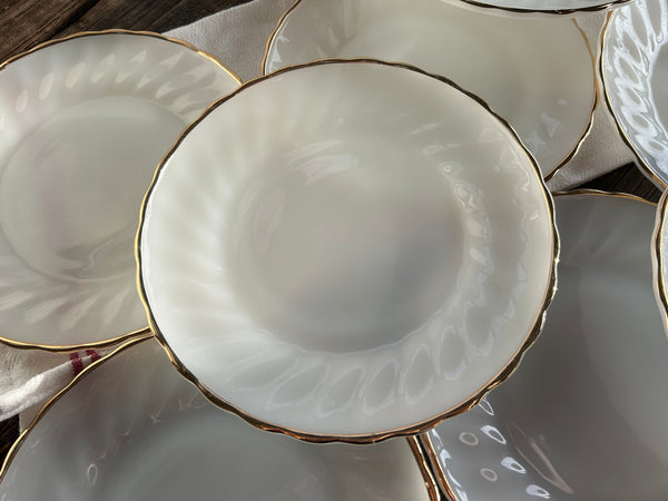 Copy of Vintage Individual Fire King Swirl Gold Rimmed Salad Plates