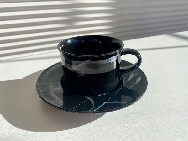 Vintage Mikasa Japan Opus Black Teacup And Saucer (2-Piece)