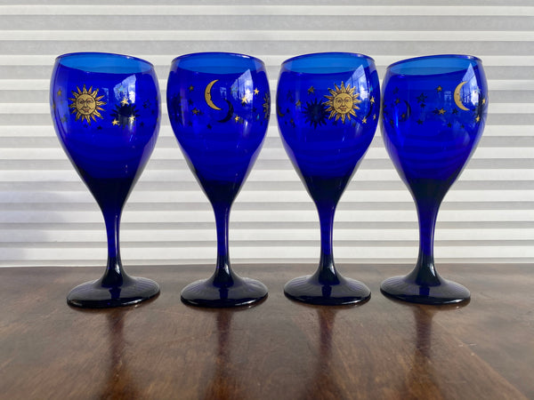 Set of 4 Vintage Libbey Celestial Wine Glasses