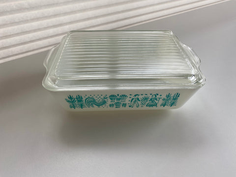 Vintage Pyrex Amish Butterprint Blue Large Refridgerator Container With Lid