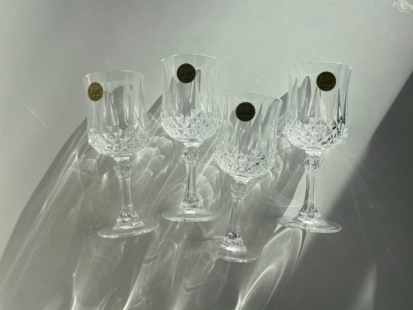 Vintage Set of 4 Cristal d’Arques Longchamp Crystal Wine Glasses