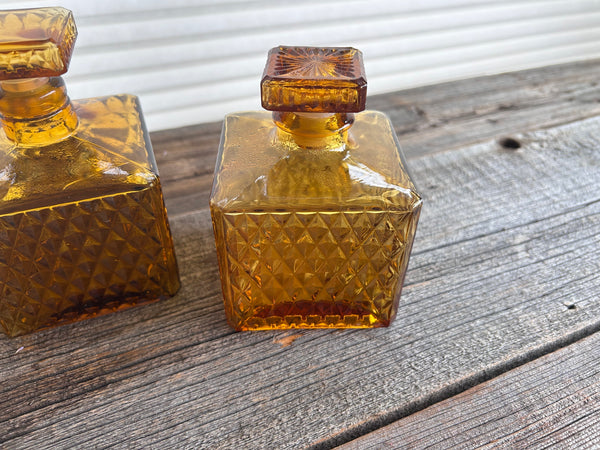 Individual Vintage Amber Glass Decanter