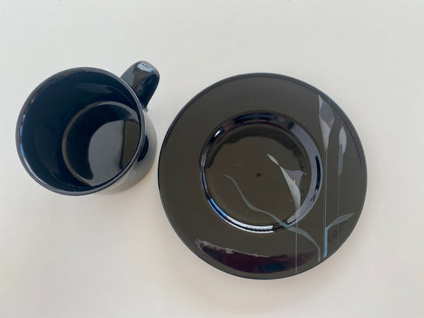 Vintage Mikasa Japan Opus Black Teacup And Saucer (2-Piece)