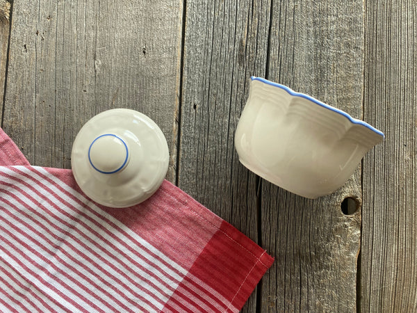 Individual Vintage Blue Bell Sugar Dish With Lid