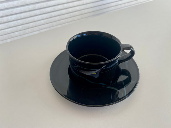 Vintage Mikasa Japan Opus Black Teacup And Saucer (2-Piece)