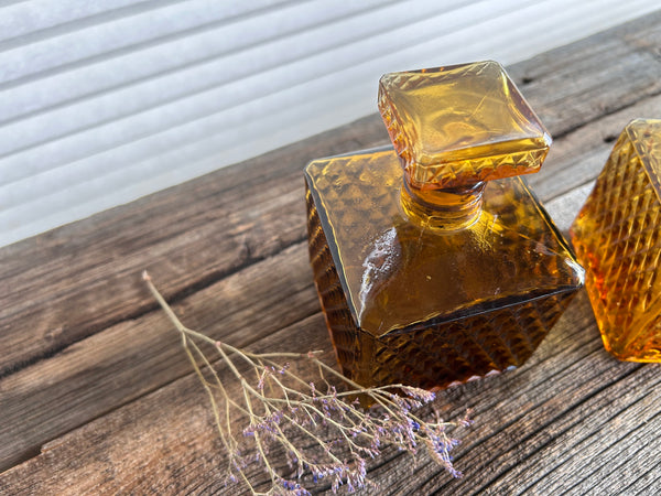 Individual Vintage Amber Glass Decanter