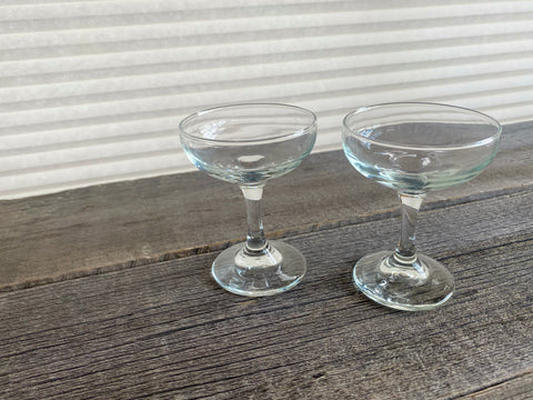 Set of 2 Vintage Sleek Champagne Coupe Glasses