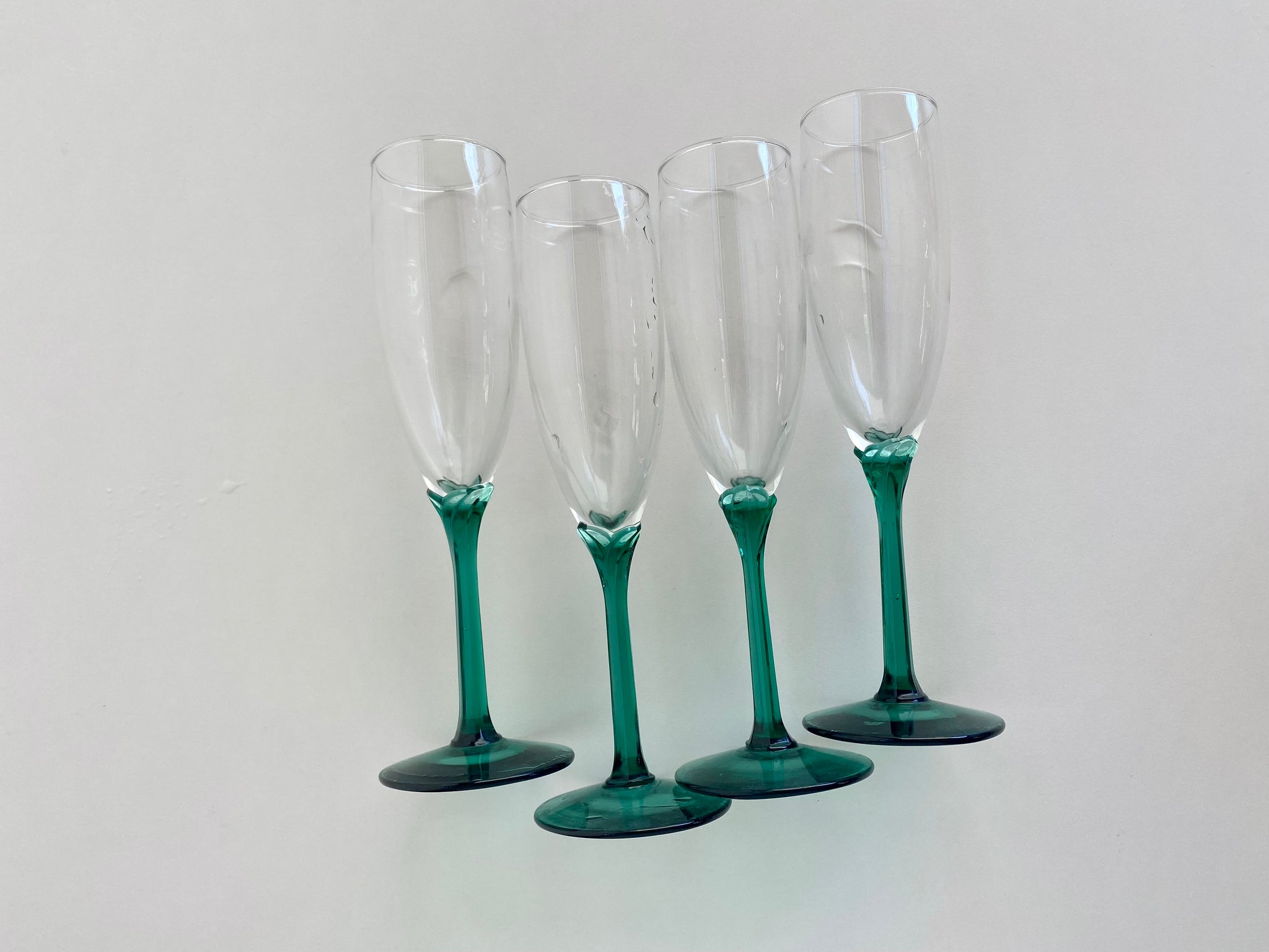 Set of 4 Libbey Green Domaine Champagne Flutes