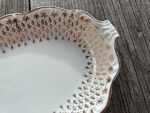 Vintage Queen Anne Gold Trim Relish Dish