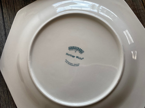 Individual Vintage Johnson Brothers Heritage White Dinner Plate