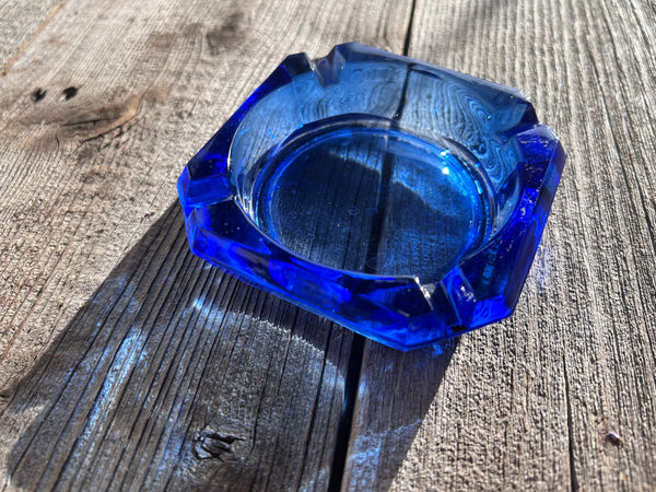 Vintage Cobalt Blue Ashtray