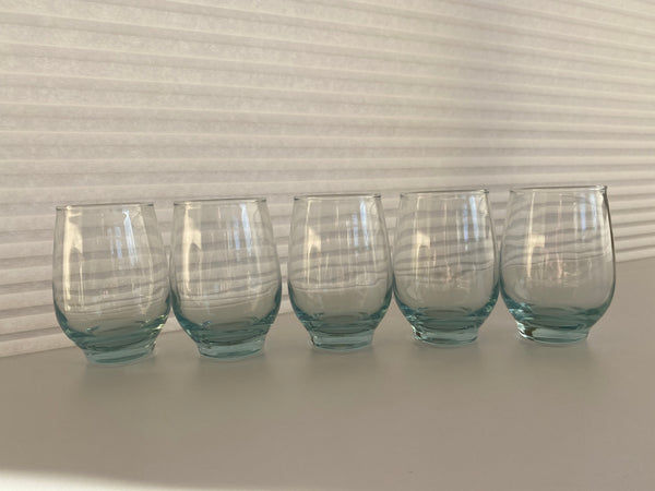 Set of 5 Vintage Libbey Aqua Tempo Glasses