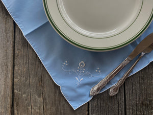 Individual Vintage Blue Embroidered Napkin