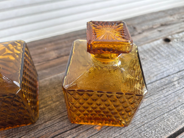 Individual Vintage Amber Glass Decanter