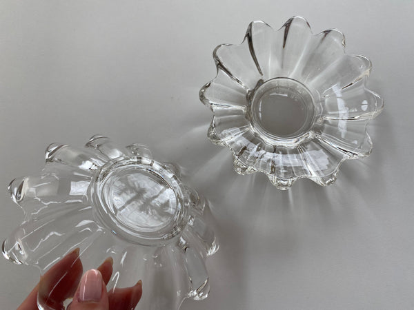 Set of 2 Vintage Federal Glass Clear Celestial Small Dish