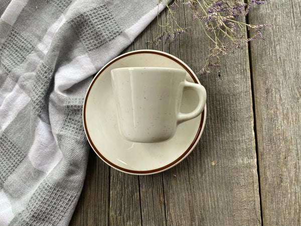 Tuxton China Bahamas Brown Speckled Teacup and Saucer