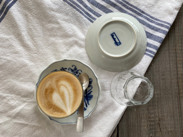 2-Piece Brand New Glass Tumbler + Vintage Blue Danube Saucer