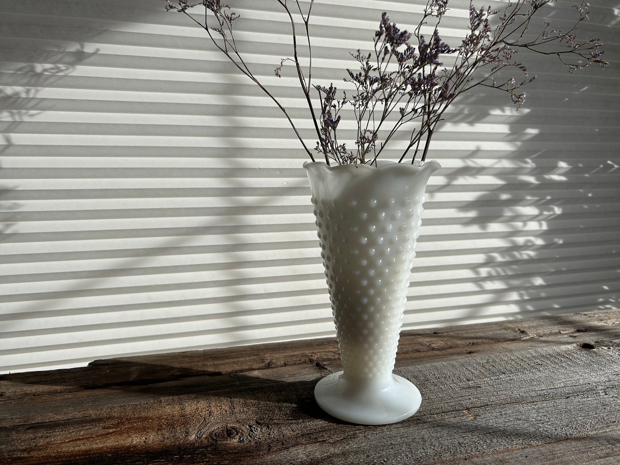 Vintage Milk Glass Hobnail Large Vase