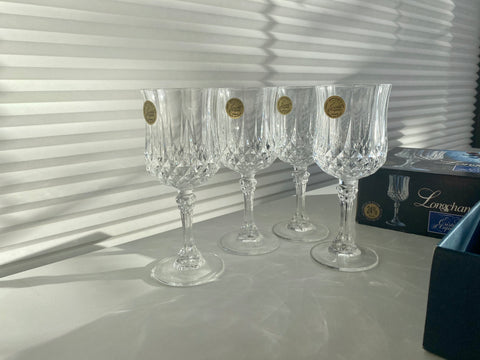 Vintage Set of 4 Cristal d’Arques Longchamp Crystal Wine Glasses