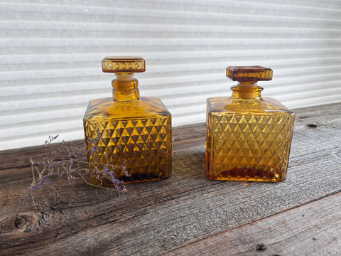 Individual Vintage Amber Glass Decanter