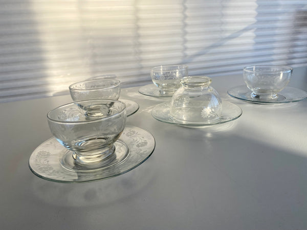 Individual Vintage Dominion Glass Dessert Cup & Saucer (2-Piece)