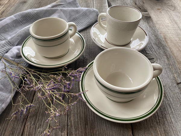 Tuxton China Green Bay Stacking Teacup and Saucer