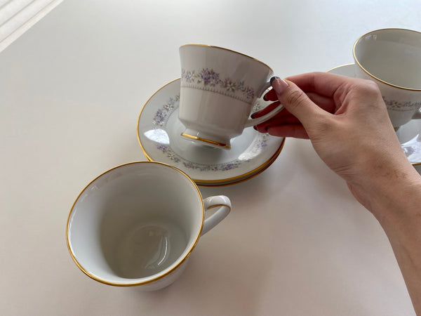 Individual Vintage Noritake Lilac Time Teacup and Saucer (2-Piece)