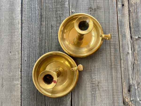 Set of 2 Vintage Brass Candle Holders